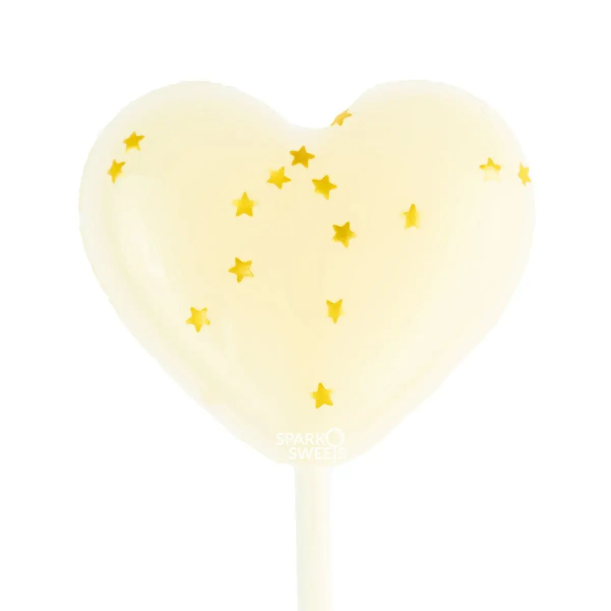 Starry White Heart Lollipops (24 Pieces) - Milk Flavor