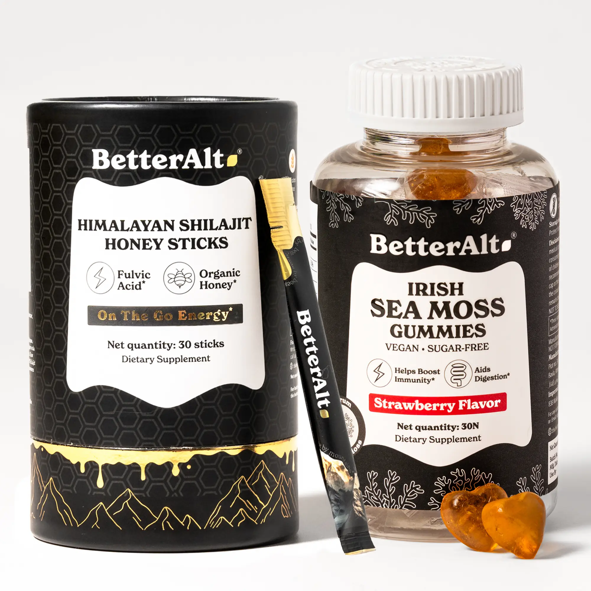 BetterAlt Honey-Sea Metabolism Support | Himalayan GOLD+ Shilajit Honey Sticks &...
