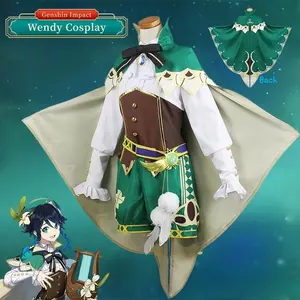 Genshin Impact Venti Cosplay Costume Uniform Wig Shoes Cosplay Anime Chinese Style Halloween Costumes For Women Game Wendi Windy