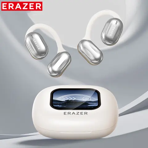 ERAZER XP2 OWS In-Ear TWS Noise Cancelation Earbuds, Bluetooth 5.4, Waterproof IPX5, Snug Fit Silicone Build, HiFi Audio, Touch Control, Full-Color LCD Display, TF Card Support, Built-In Mic, Electronic Fast Charging Headset, Stable Connection
