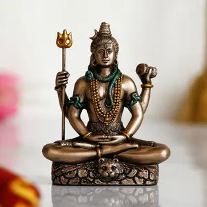 Ecraftindia Meditating Lord Shiva Cold Cast Bronze Resin Decorative Figurine