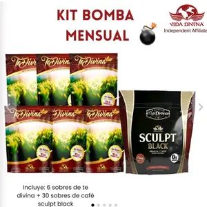 Kit Bomba Mensual = Te Divina + Sculpt Black Coffee (A month supplement)