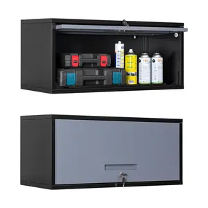 Letaya Metal Garage Wall Cabinet with Doors, Wall Mounted Metal Storage Cabinet, Floating Garage Tool Cabinet for Garage, Basement, Kitchen, Warehouse ( 13.7" H)