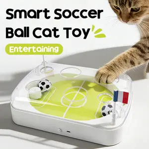Interactive Electric Cat Soccer Toy, Touch-Activated Moving Ball Game, Rechargeable Indoor Cat Enrichment Toy for Kittens to Chase & Bat