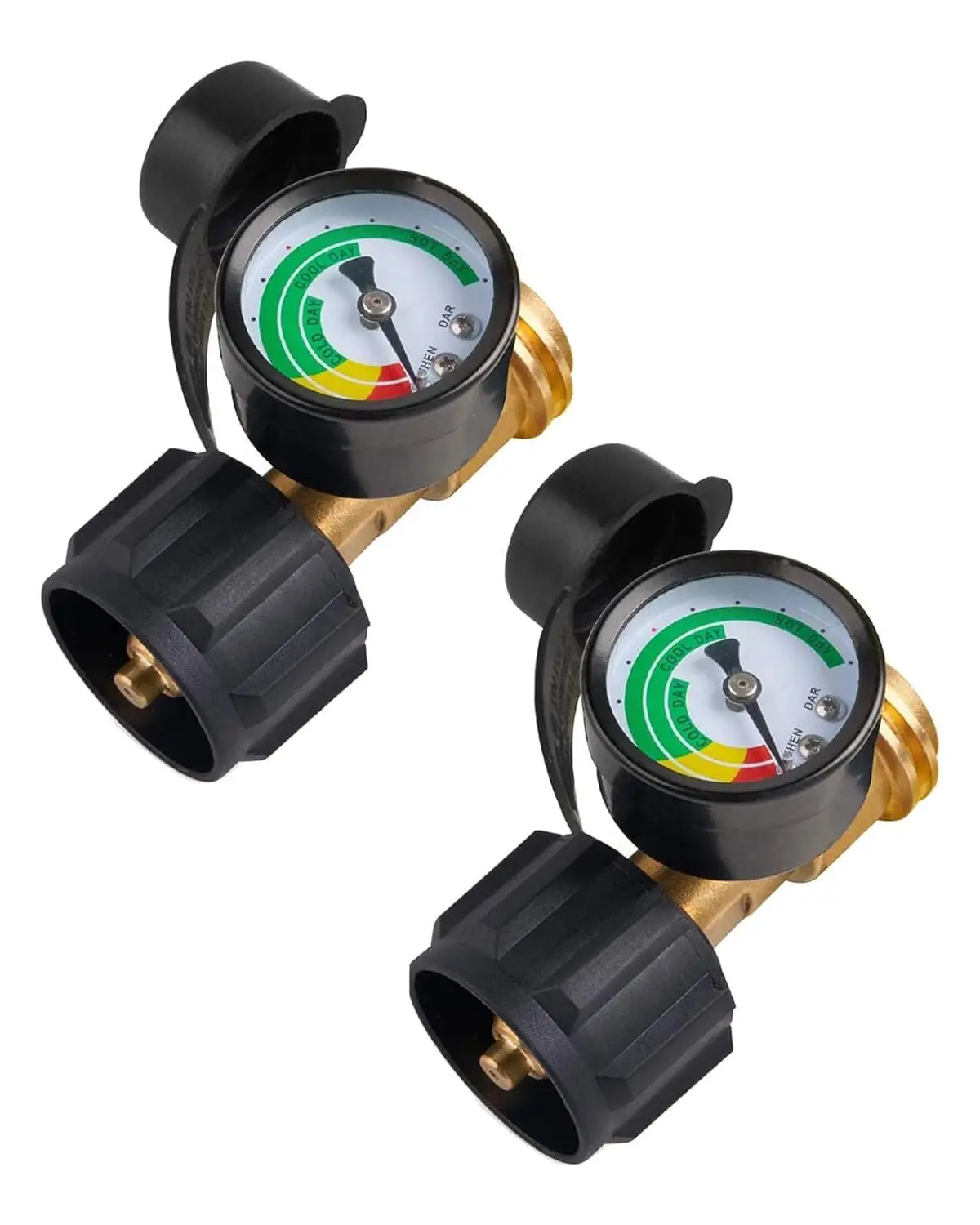 Propane Tank Gauge Level Indicator & Leak Detector – Fits 5lb to 40lb Tanks with Type 1 Connection (Set of 2), Universal for BBQ, RV, Heater & More To