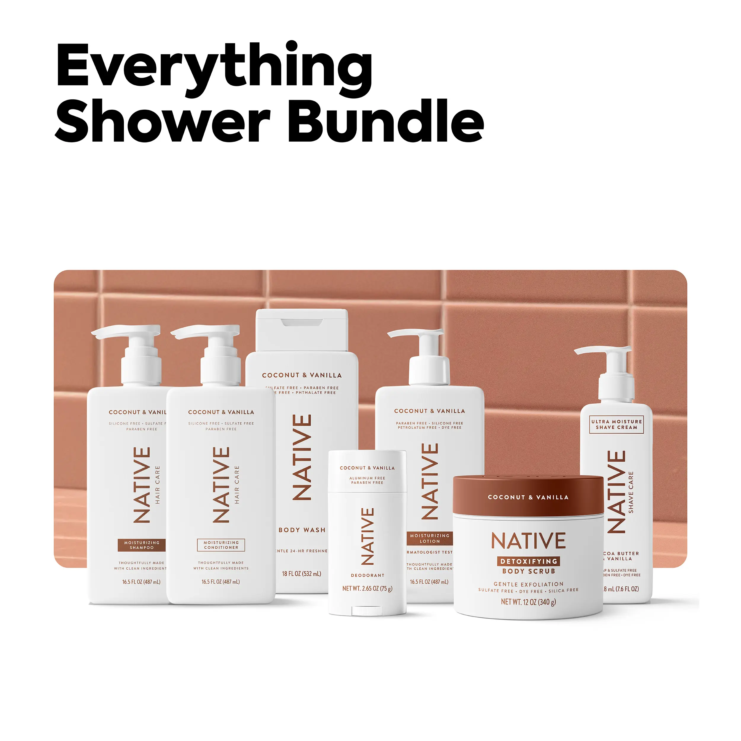 NATIVE Everything Shower Bundle – Complete Shower & Body Care Routine (7‑Piece Set)