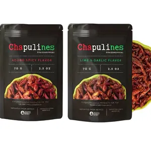 Chapulines From Oaxaca 2 Oz Duo | Natural & Adobo Premium Toasted Edible Grasshoppers Duo - Always Fresh & Delicious Mexican Snack | Imported from Mexico
