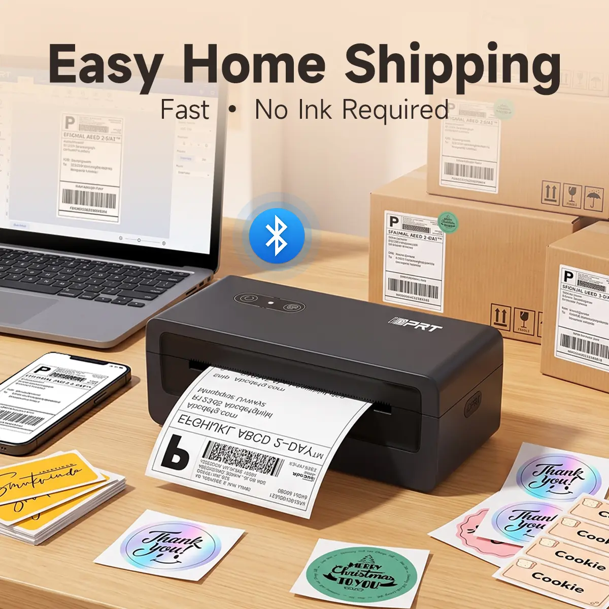 Hanin SP460BT Multi-Purpose 4x6 Bluetooth Thermal Printer - High-Speed Shipping Label Maker & DIY Sticker Printer for Small Business, Home Organization, Branding & Packaging#SummerWins #DealsForYouDays