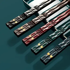 5 Pairs Premium Chinese Chopsticks Set, Durable Pet Material, 9.57 Inch Length, Includes Container, Perfect for Sushi & Asian Cuisine, Tableware, Utensils