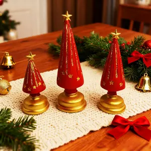 Three-Piece Glowing Resin Christmas Tree Decorations, Festive Desktop Ornaments, Available in Four Colors, Perfect Holiday Gift Set, Home Decor Ornaments