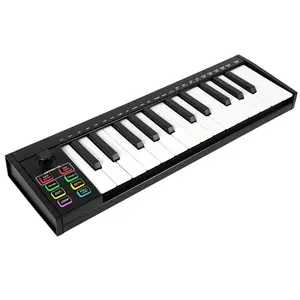 25 Key MIDI Keyboard Controller with DAW Integration, USB MIDI Keyboard Controller with 8 Drum Pads, 8 Knobs & OLED Display, Compact, Perfect for Music Production