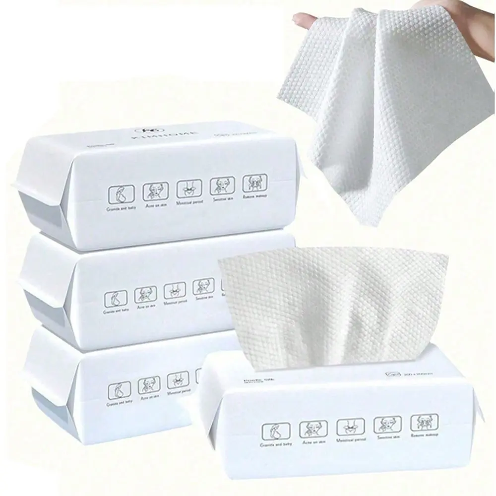 High-Quality Disposable Face Towels, Soft Cotton Wet Wipes, Disposable Face Towelettes, Disposable Multi Use, Multi-Purpose for Skincare, Makeup Removal, Facial Cleansing