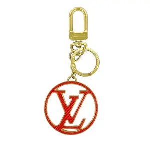 Pre-owned LOUIS VUITTON Metal Bag Charm Keychain Epi Portecle LV Circle Gold Red Rose #1129