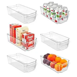 Lifemaster Pantry Organizers and Storage Bins - Stackable Clear Bins for Kitchen and Freezer, Snack Pantry Organizer, Refrigerator Storage Solutions, Multi-Purpose Kitchen Storage Bins - 6 pack