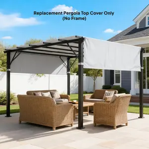 2 Pcs Pergola Replacement Canopy for 10' x 10' Pergola – Light Gray. UV30+ Protection. 180g/㎡ PA-Coated Polyester. Splashproof & Fade-Resistant. Easy Strap Installation