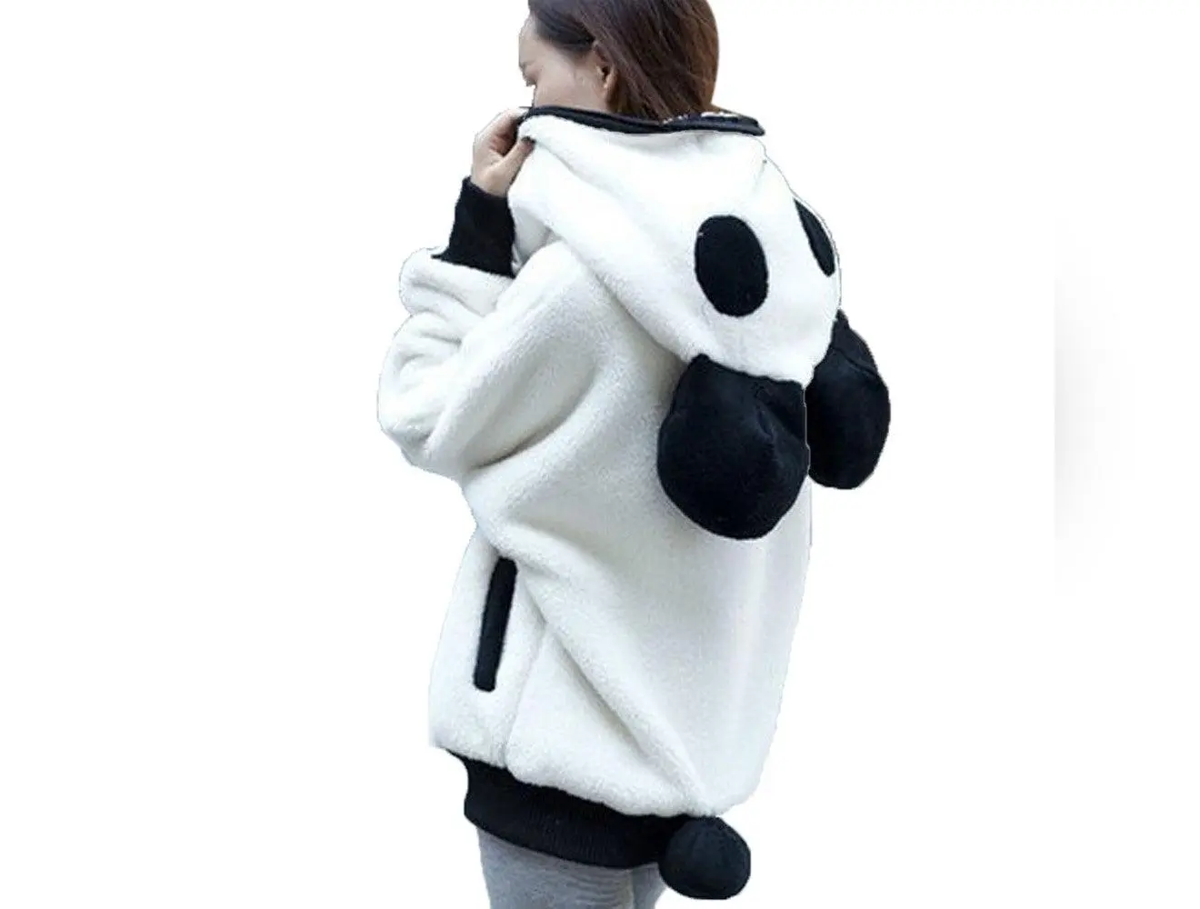 Cute Bear Ear Panda Winter Warm Hoodie Coat Women Hooded Jacket Outerwear