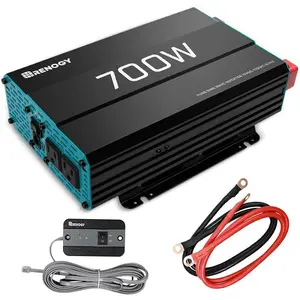 Renogy 700W Pure Sine Wave Inverter 12V DC to 120V AC Converter for Home, RV, Truck, Off-Grid Solar Power Inverter 12V to 110V with Built-in 5V/2.1A USB Port, AC Hardwire Port, Remote Controller
