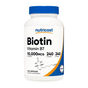 Nutricost Biotin (Vitamin B7) 10,000mcg (10mg) Healthcare Edible Vitamin Supplement, 240 Capsules - Vegetarian, Gluten-Free, Quick-Release, Non-GMO
