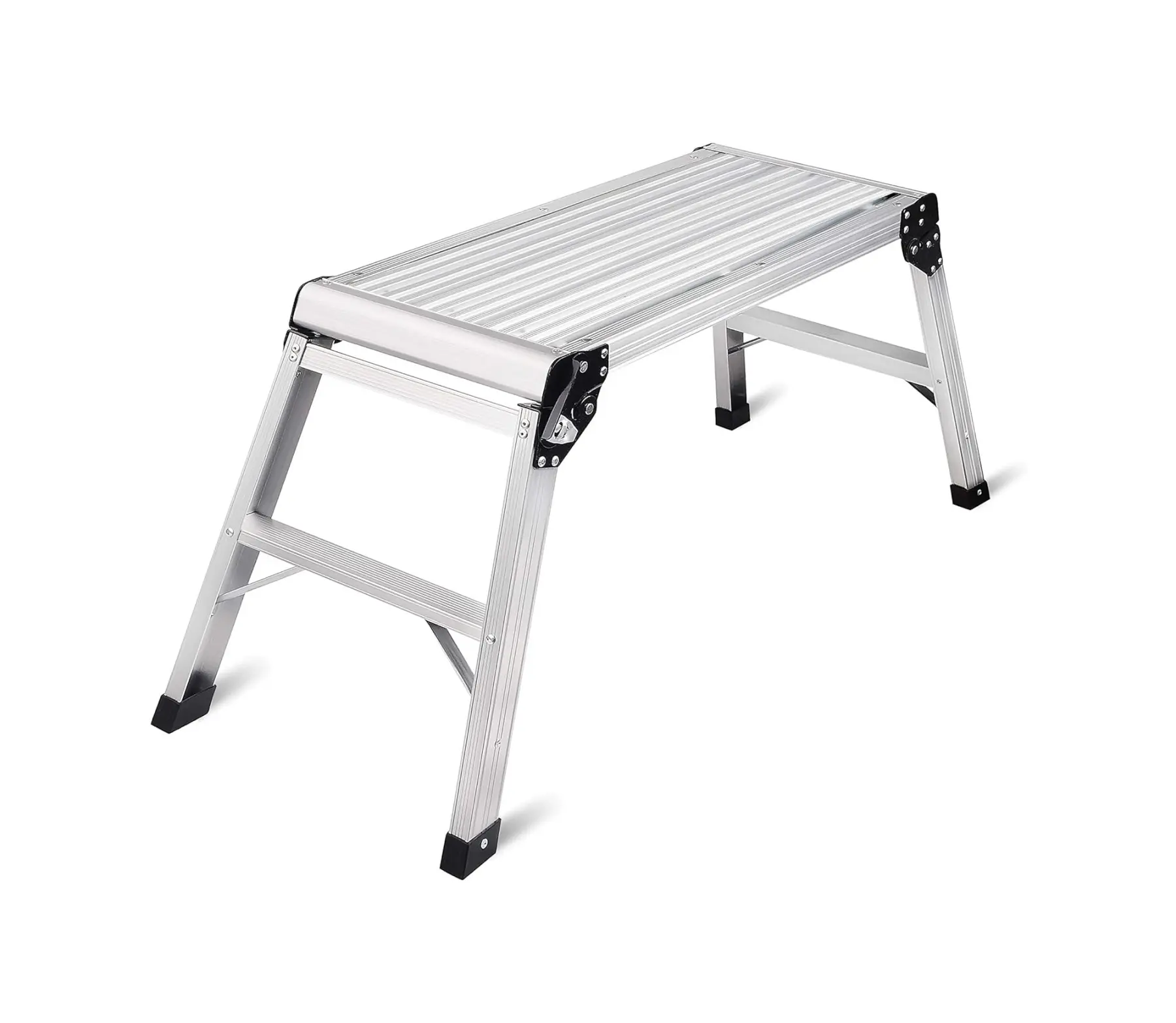 ToolUpgrade | LEADALLWAY Aluminium Heavy-Duty Lightweight Foldable Multi-Function Ladder, 30"x12"x20" Portable Work Platform, 330 Lbs Capacity, Anti-Slip, No Assembly Required, Compact Storage, Stair Climbing Wagon for Groceries, Home & Decorating Use