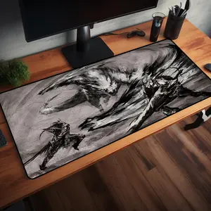 Epic Monster Hunter Desk Mat: Epic Battle Print, Gaming Mouse Pad - Desk Pad Mouse Mat for Gamers Who Love Desk Setup, PC Accessories, and Aesthetic Decor