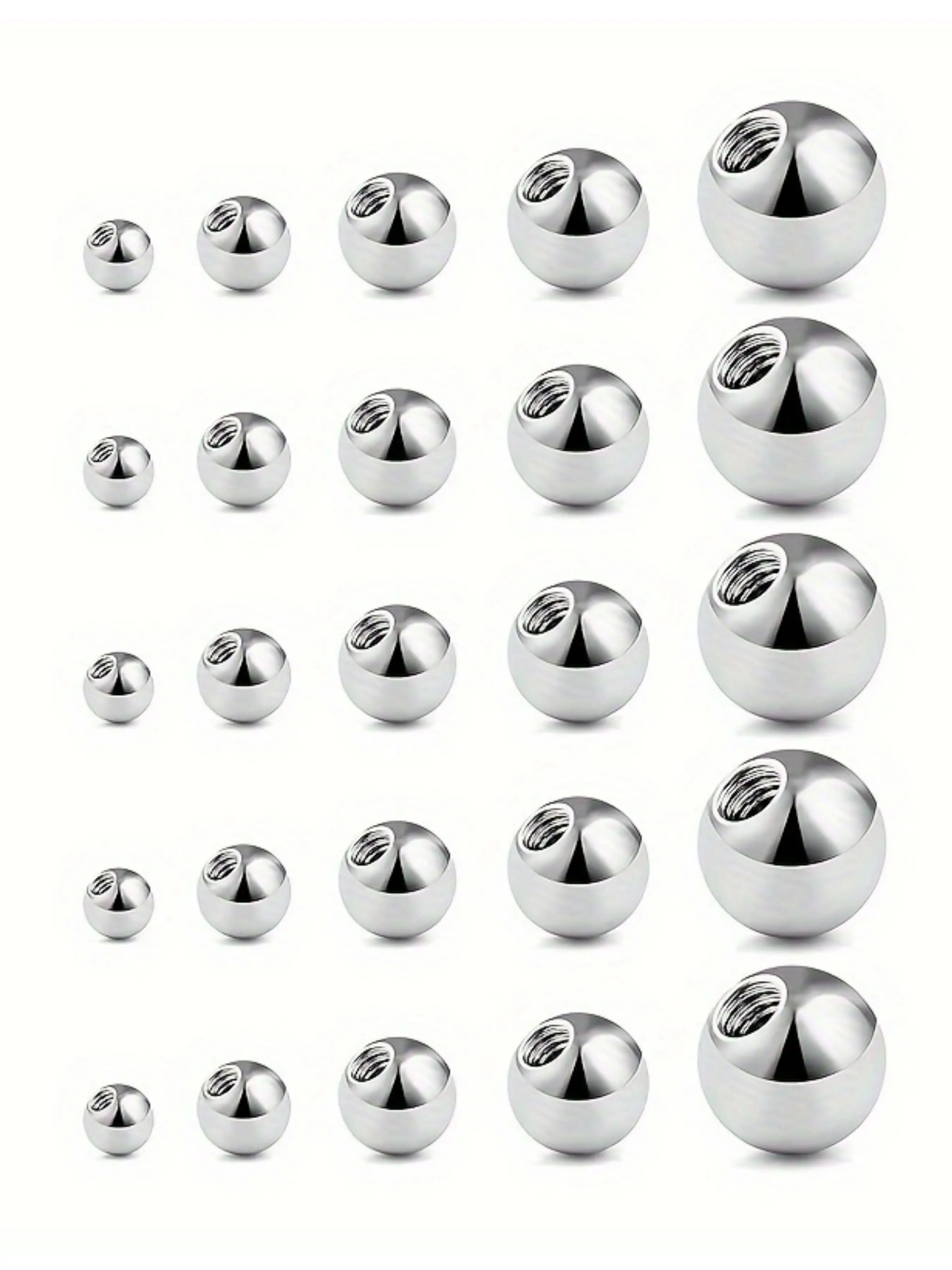 25pcs 14g Surgical 316L Stainless Steel Replacement Balls, Hypoallergenic External Threaded Piercing Balls, Durable Body Jewelry Parts, Septum Piercing, Nose Piercing Jewelry, Body Piercings