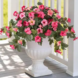 Artificial Petunia Hanging Bush UV Resistant Fake Flowers for Outdoor Patio Garden Decor