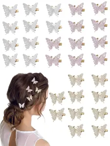 30pcs Glitter Butterfly Bun Hair Clips for Women, Side Bangs Holders, Cute Sweet Bohemian Style Accessories, Perfect for Outdoors Parties Beaches