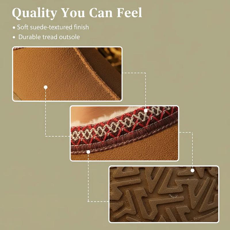 Women's Fuzzy Slippers Genuine Suede Leather Mini Boots Mens Fur Lining Winter Mules Cozy Warm Shoes for Indoor Outdoor thick flat slipper trending shoes womens sneakers cute shoes