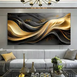 1pcs framed canvas painting, modern gold smooth wavy lines canvas art, modern canvas poster for living room and bedroom decoration, suitable for living room, office, bedroom, home decoration, office decoration