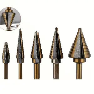 5pcs HSS Cobalt Step Drill Bit - High-Speed Steel, with Black Oxide, for Wood & Metal, Durable Corrosion-Resistant Construction, Hole Enlargement, Precision Drilling, Professionalgrade Bits, Industrialgrade Quality