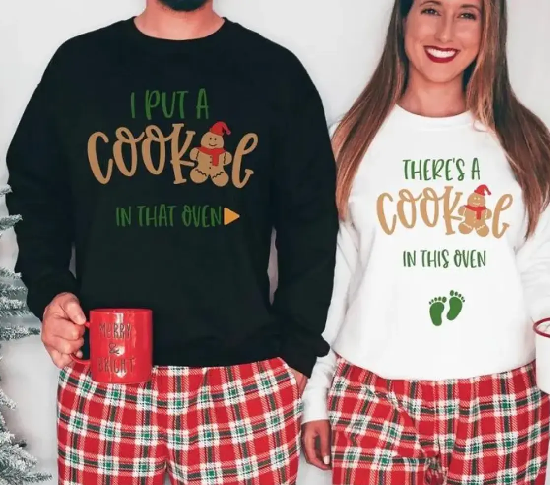 Christmas Pregnancy Cookie Sweatshirt, Mommy To Be Sweater, New Dad Gift, Christmas Pregnancy Reveal Sweatshirt, Christmas Holiday Maternity Sweatshirt, Christmas Pregnant Sweater, Baby Reveal Xmas Party Gift