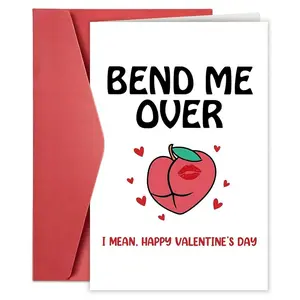 1/3/7pcs Naughty Birthday card Valentine's Day Greeting Card for Him/Her, Funny "Bend Me Over" Peach Meme Card with Blank Inside, Rude Humorous Love Note for Boyfriend/Girlfriend, Perfect Hilarious Gift to Celebrate V-Day with Flirty Fun