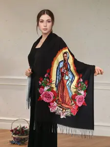 Women's Polyester Scarf with Pop Art Pattern, Elegant & Comfortable Design, Perfect for All Seasons, Ideal Party Accessory, Casual Soft Scarf