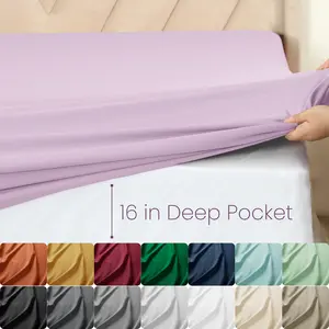 Queen Fitted Sheet – Soft Microfiber Fitted Bed Sheet Only, Deep Pocket upto 16 inches– Shrinkage & Fade Resistant, Solid Color – Sleep in Comfort
