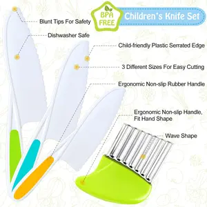 4 Pcs Knife Set with Crinkle Cutter, Serrated Edges