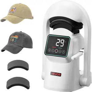 TikTokShopBlackFridayVEVOR Auto Hat Heat Press Machine, with 2pcs Interchangeable Platens, Automatic Open and Release, Touchscreen for Precise Time and Temperature Control, Heat Transfer Printing for Caps, Hats, White
