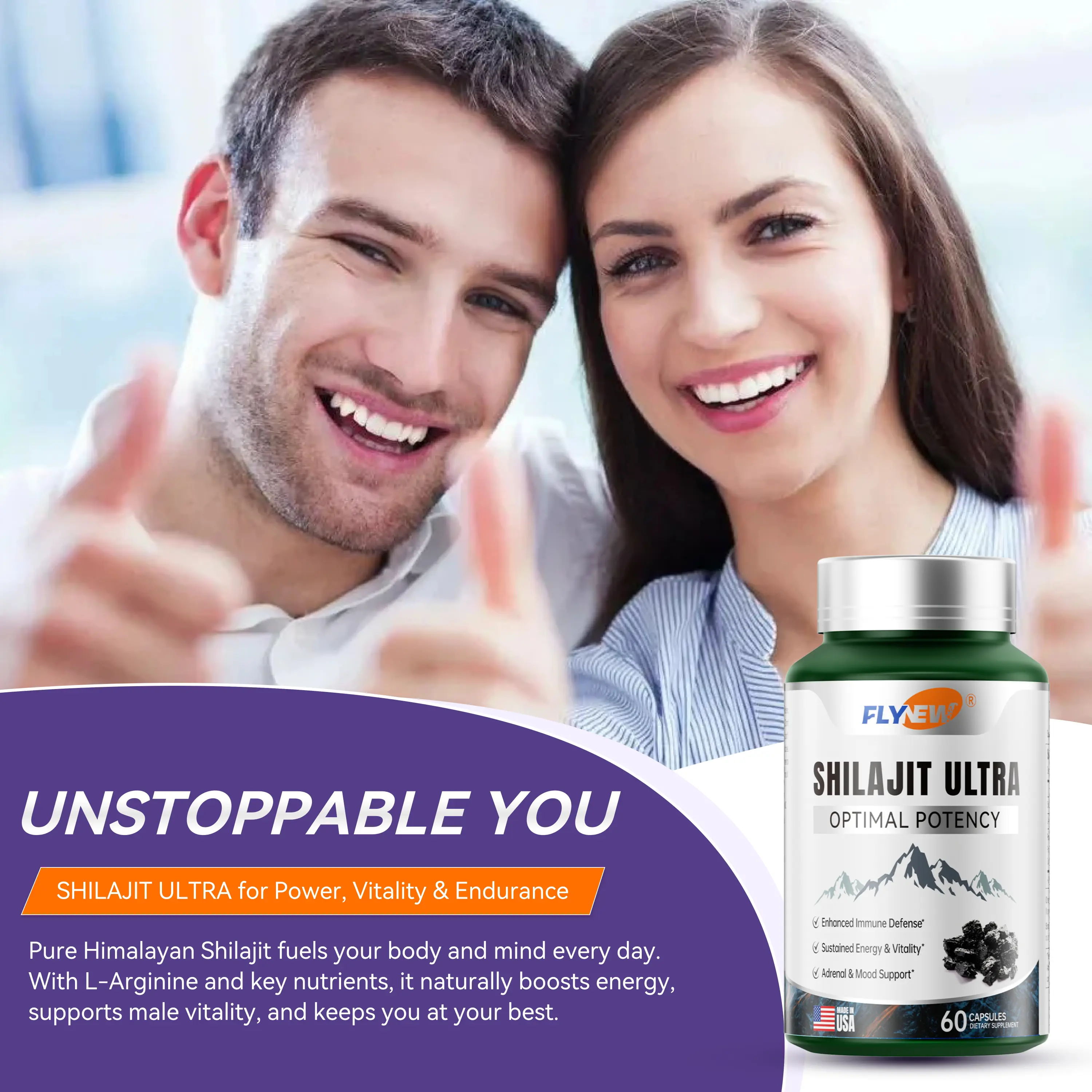 Flynew Optimal Potency Shilajit Ultra 60 Capsules Made in USA with Essential Minerals for Healthy Aging and Immune System Support - Healthcare