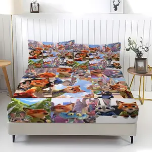 3-piece Crazy Animal City patterned bed sheet set, including 1 bed sheet and 2 pillowcases, anti slip dust cover suitable for bedrooms, suitable for daily, holiday, Valentine's Day, birthday gifts