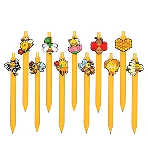 Bee Element Series Retractable Ballpoint Pens, 10pcs/5pcs Random Styles, Back-To-School Office Easter Use, Stationery Supplies