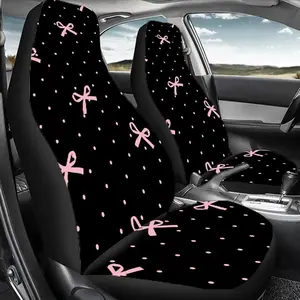 Cute Polka Dot Bow Pattern Car Seat Cover, Durable Polyester Car Seat Protector, Universal Car Interior Accessories for Front & Rear Seats, Auto Seat Covers