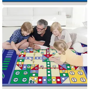 Luxurious carpet-style checkers set, including large playing mat, 16 pieces of chess pieces and dice. Compact and multi-functional design. Suitable for family entertainment, party games, holiday gifts, etc. Family Board Games