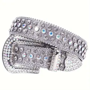 BB belt y2k Handmade Silvery Rhinestone Belt With Western Hip-hop Style, Suitable For Both Men And Women,Perfect For Decorating And Matching With Jeans. modern  belt goth  belt