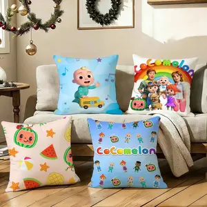 PIKPAKA Cute Kwaii Anime C- CoComelon Cushion Cover Warm Winter Pillow Cover Double-Sided Plush Print | Breathable & Washable | Invisible Zipper | Sofa Couch Bed Decor | Anti-Dust Mite & Durable