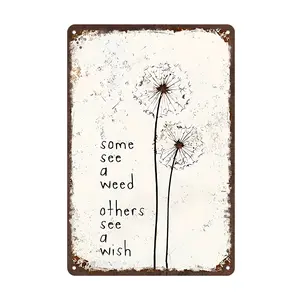 Vintage Metal Wall Art Sign - Rustic aluminum Decor with Dandelion & Inspirational Quote, 8x12 Inches, Perfect for Home, Patio, Porch, or Garage | Unique Country Farmhouse Style, Outside Decor Room Gift Hanging Light Flower Decoration