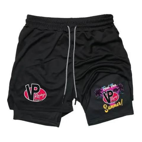 "Fuel The Summer" Branded Men's 2-in-1 Active Athletic Graphic Sports Shorts - High-Stretch, Breathable Workout Gym Shorts for Outdoor Fitness, Running & Casual Athleisure Wear, Outdoor Fitness Shorts