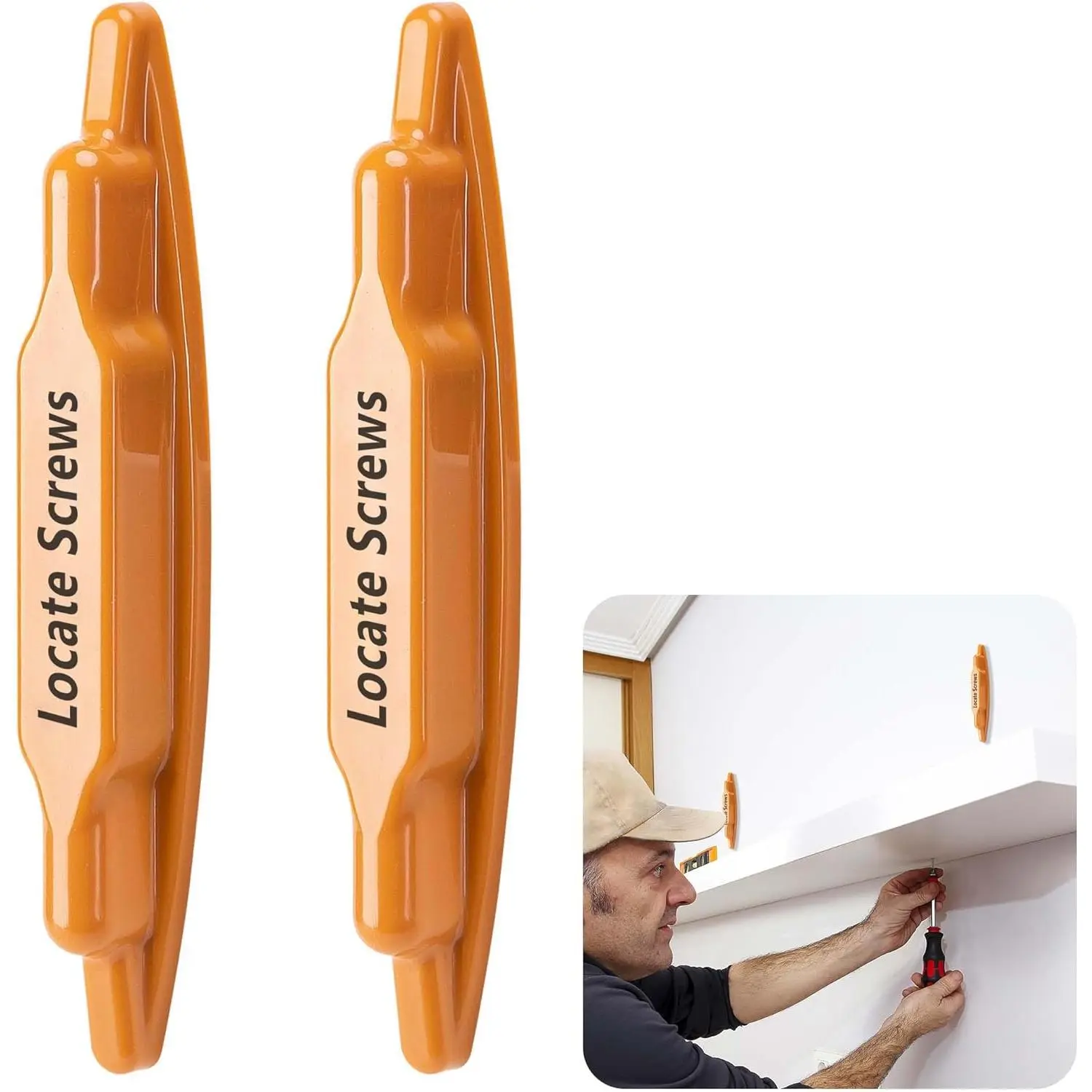 2pc Compact Stud Finder Tool (0.9x5.5in) - Wall Metal Detector with Easy Scan, Comfortable Secure Grip, Wall Safe, Improving Efficiency for Drywall Construction, Marking, Safe Mounting, Office Remodels, Manufacturer Warranty
