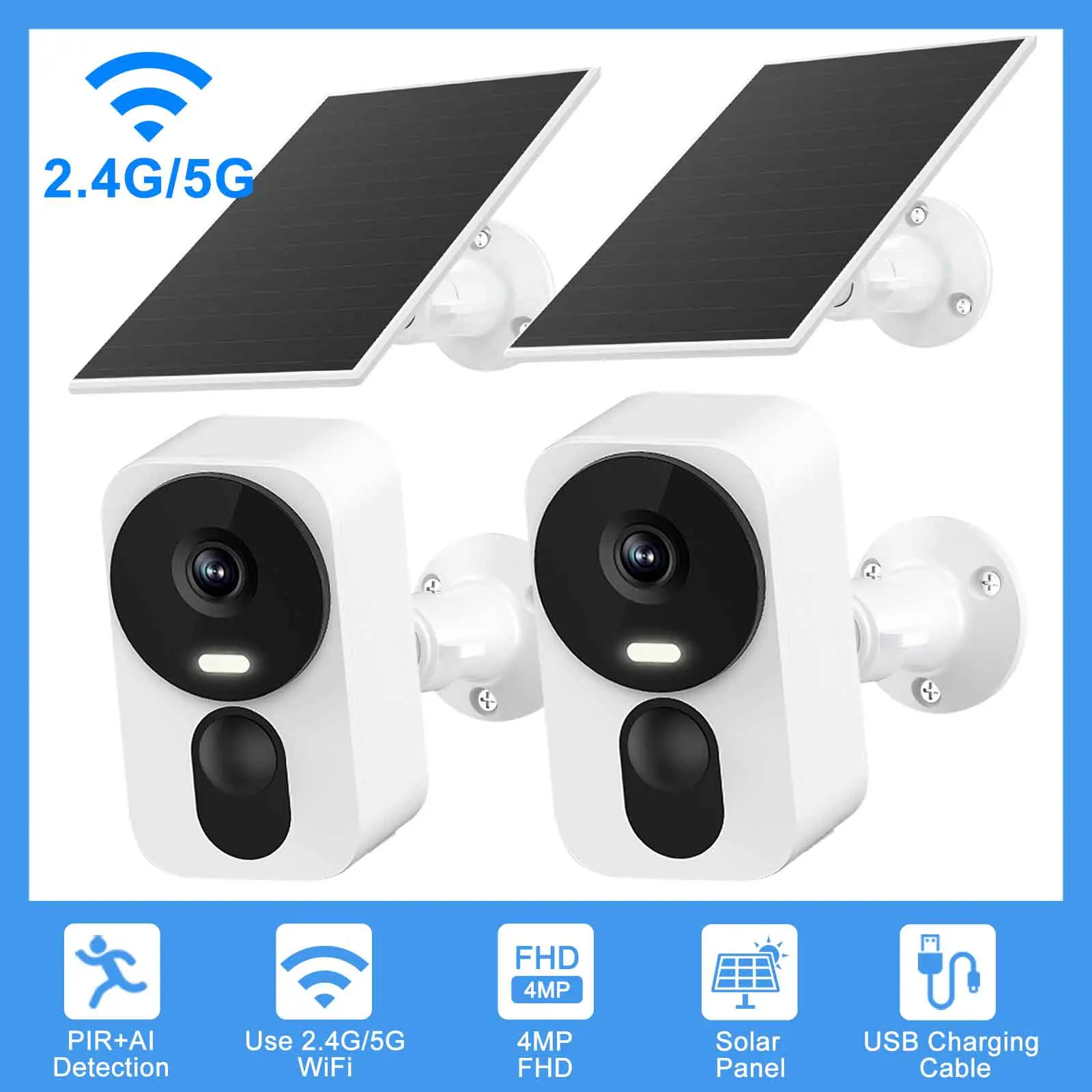 2Pack Security Cameras Wireless Outdoor: 2.5K HD Color NightVision for Clear Details in Darkness, 2.4G/5G WiFi, Two-Way Talk, Smart Motion Detection Monitoring Water Proof, Monitor, Outdoor Cctv System