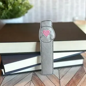 Boxing Glove with Heart Embroidered Bookmark