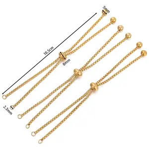 10.5cm Adjustable Waterproof Gold Bracelet Slider Extender - Box Chains with Ball Ends - 10.5cm - Sold Individually - A004
