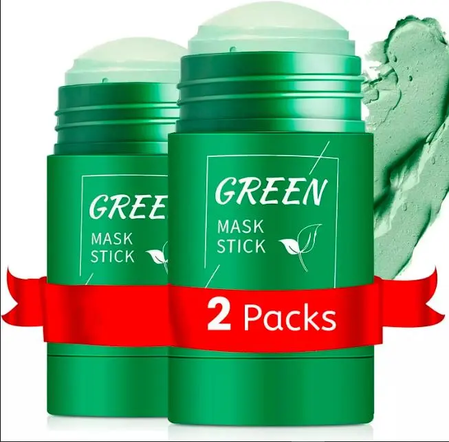 2 Pcs Green Tea Mask Stick for Face, Blackhead Remover with Green Tea Extract, Green Mask Stick for Face Moisturizing, Deep Pore Cleansing for All Skin Types (Green Tea Mask)